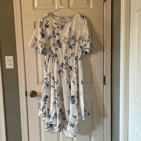 sachin and babi light blue dress Plus Size Chiffon Half Sleeve V-Neck Dress – Ever-Pretty Plus main image 1